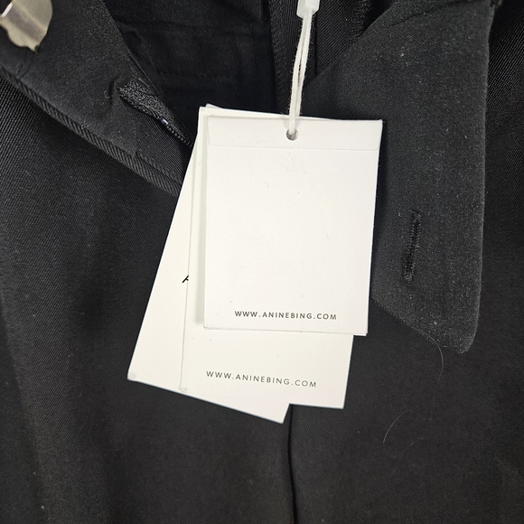 Anine Bing Lula Wool Twill Straight Leg Trouser Pant in Black - Picture 10 of 14